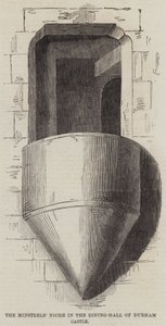 La niche des ménestrels dans la salle à manger du château de Durham (gravure) - English School
