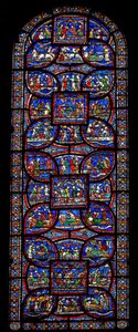 La fenêtre du Miracle représentant diverses histoires de guérison