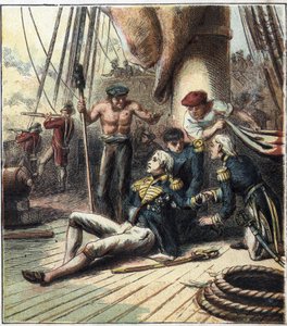La guerre napoléonienne : la bataille de Trafalgar, le 21/10/1805, opposant la flotte franco-espagnole sous l