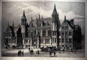 Les nouveaux tribunaux de Birmingham, dont la pierre angulaire a été posée par la reine, de The Illustrated London News, 26 mars 1887 - English School