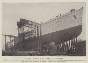 Le nouveau paquebot de la White Star Line, "Oceanic," sur les stocks - English School