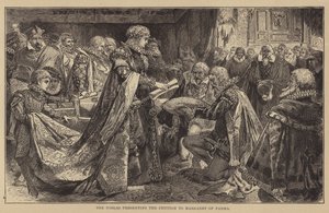 Les nobles présentant la pétition à Marguerite de Parme (gravure) - English School