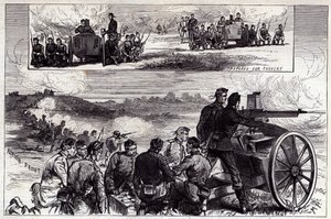 Les canons Nordenfeldt à Aldershott, de l