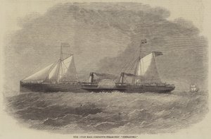 Le paquebot de la Ocean Mail Company "Connaught" (gravure) - English School