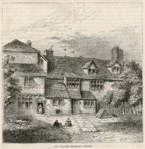The Old Pied Bull (arrière), maison de Sir Walter Raleigh - English School