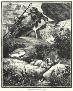 La parabole de la brebis perdue (gravure) - English School