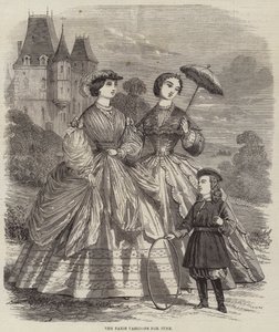 Les modes parisiennes de juin (gravure) - English School