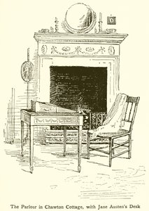Le salon du cottage de Chawton, avec le bureau de Jane Austen - English School