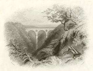 Le pont Peaths et le ravin, Berwickshire - English School