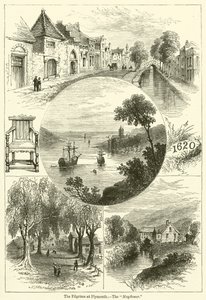 Les pèlerins à Plymouth, le "Mayflower" - English School