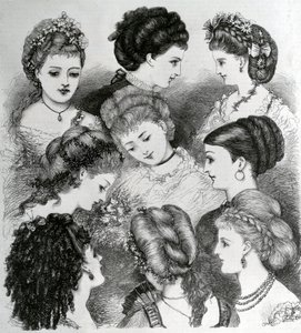 Les modes actuelles en coiffure, 1870 - English School