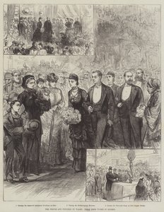 Le prince et la princesse de Galles, leurs bonnes œuvres à Londres (gravure) - English School