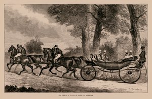 Le Prince de Galles en route pour Goodwood (gravure) - English School