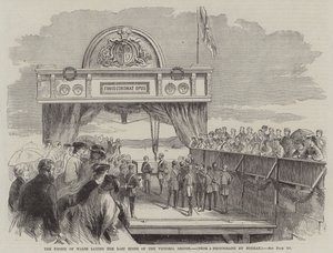 Le Prince de Galles posant la dernière pierre du pont Victoria (gravure) - English School