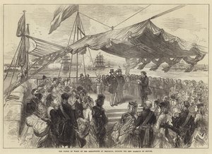 Le prince de Galles sur la jetée à Holyhead, ouverture du nouveau port de refuge - English School