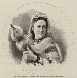 La princesse Élisabeth de Roumanie en costume paysan national de Roumanie - English School