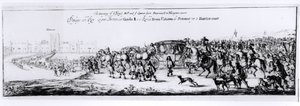 La procession de Charles II (1630-85) et de sa nouvelle reine, Catherine de Bragance (1638-1705) de Portsmouth à Hampton Court, 1662 - English School