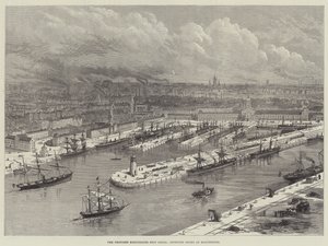 Le projet de canal maritime de Manchester, quais prévus à Manchester (gravure) - English School