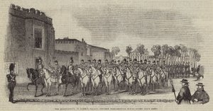 Le quadrilatère, Palais Saint-James, en face de la Maison Marlborough, la fanfare d