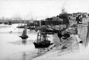 Les quais du Grand Port, La Valette, Malte, de 