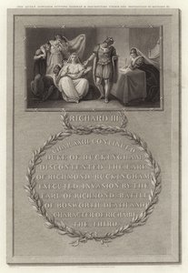 La reine douairière se mettant, avec ses filles, sous la protection de Richard III - English School
