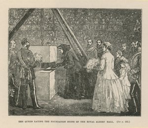 La reine posant la première pierre du Royal Albert Hall - English School