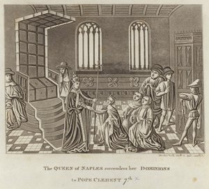 La reine de Naples cède ses domaines au pape Clément VII - English School