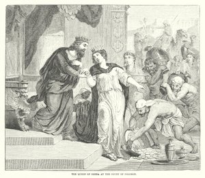 La Reine de Saba à la cour de Salomon (gravure) - English School