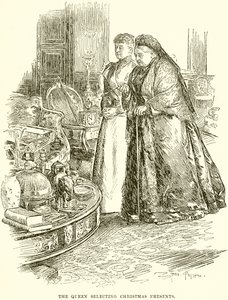 La Reine choisissant des cadeaux de Noël - English School