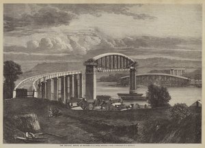 Le pont ferroviaire de Saltash, I K Brunel, ingénieur (gravure) - English School