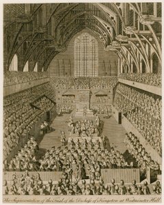 La représentation du procès de la Duchesse de Kingston à Westminster Hall - English School