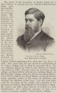 Le révérend H A James, nouveau directeur de Rugby (gravure) - English School