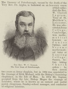 Le révérend W C Ingram, le nouveau doyen de Peterborough (gravure) - English School