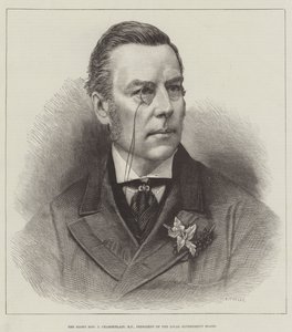 Le très honorable J Chamberlain, MP, président du conseil local (gravure)