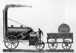 La Rocket, locomotive à vapeur conçue et construite par George et Robert Stephenson en 1829 pour le chemin de fer Liverpool-Manchester - English School