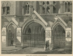 Les Cours royales de justice : Entrées de la façade du Strand vers la cour intérieure