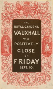 Les jardins royaux de Vauxhall fermeront positivement - English School