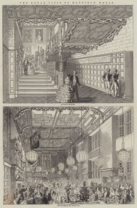 La Visite royale à Hatfield House (gravure) - English School