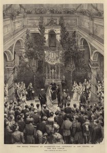 Le mariage royal à Darmstadt, la cérémonie dans la chapelle du vieux château (gravure) - English School