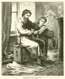 Le sculpteur et le jeune peintre - English School