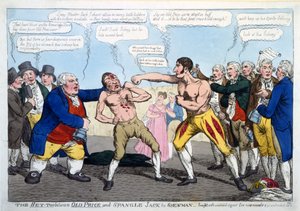 Le combat entre Old Price et Spangle Jack le montreur - combattu avec une vigueur ininterrompue pendant neuf rounds et encore indécis, pub. Londres