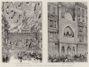 Le Shah de Perse en Angleterre, la procession vers le Guildhall - English School