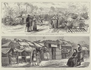 Le campement des Shakers à Hordle (gravure) - English School