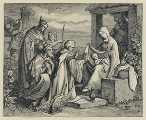 Les bergers adorant (gravure) - English School