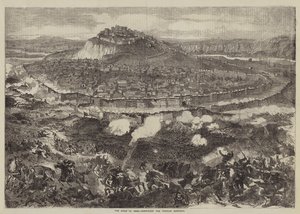 Le siège de Kars, sortie de la garnison turque (gravure) - English School