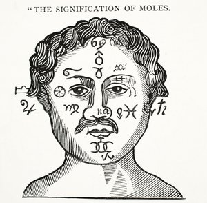 La signification des grains de beauté, illustration de Chap-books du XVIIIe siècle par John Ashton, pub. 1882 - English School