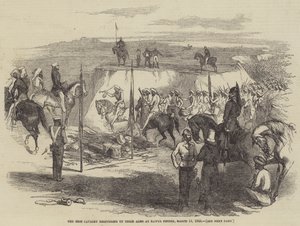 La cavalerie sikhe rendant leurs armes à Rawul Pindee - English School