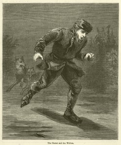 Le patineur et les loups (gravure) - English School