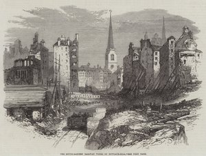 Les travaux du chemin de fer sud-est sur Dowgate-Hill - English School