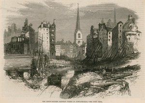 Les travaux du chemin de fer du Sud-Est sur Dowgate Hill, Londres - English School